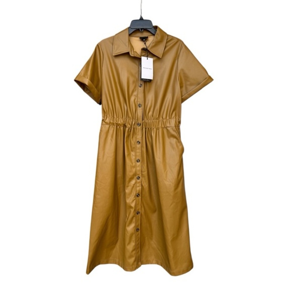 Faux Button Down Midi Dress- Size M | Brown/Camel